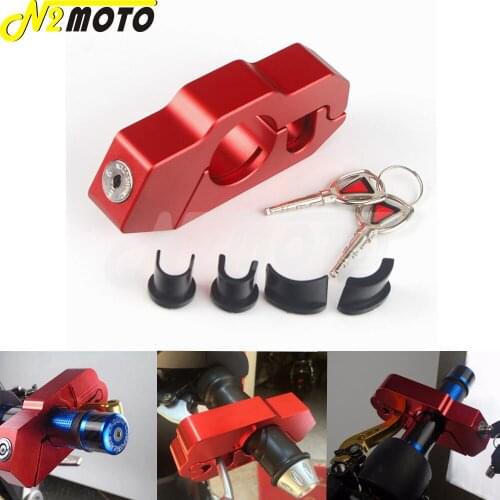 CNC Aluminum RED Handlebar Lock Grip Motorcycle Handlebar Handset Brake Lever Disc Locking For ATV Scooters Dirt Street Bikes