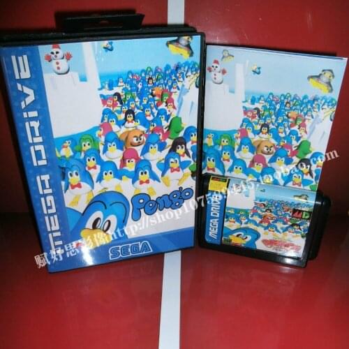 Sega MD game - Pengo with Box and Manual for 16 bit Sega MD game Cartridge Megadrive Genesis system