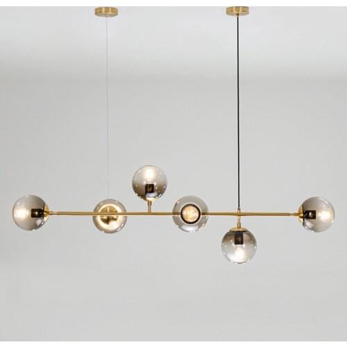 Nordic Modern LED Chandelier Lighting For Dining Room Glass Ball Hanging Lights Living Room Pendan Lamp Iron Lighting Fixture