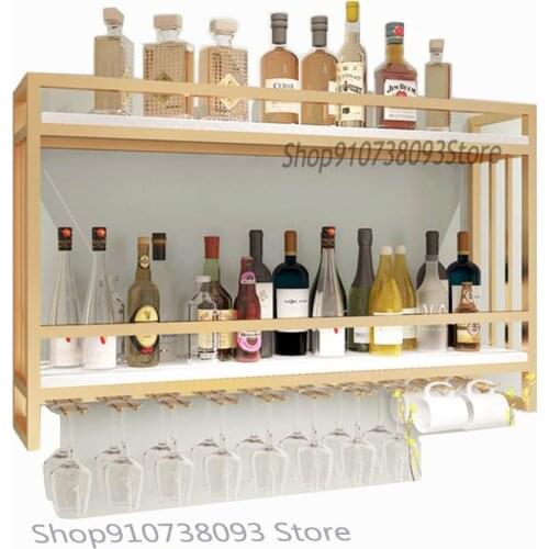 Nordic Iron Solid Wood Wine Rack Wall Hanging Wine Cabinet Creative Wall Red Wine Display Rack Hanging Wine Glass Shelf