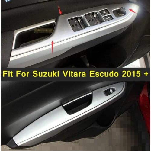 Car Styling Inner Door Armrest Window Lift Button Cover Interior Trim 4 Pcs / Set Fit For Suzuki Vitara Escudo 2015 - 2020 ABS
