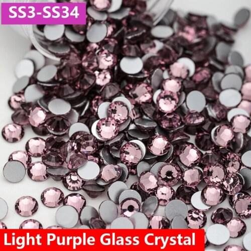 SS3-SS34 Light Amethyst rhinestone for Nail Art Crystal Glass Flatback Non Hotfix Strass Nail Art Rhinestones Decorations
