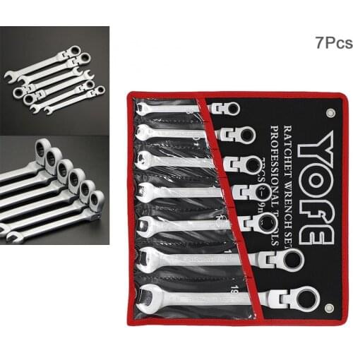 Ratchet Wrench 7pcs/set Adjustable 8mm-19mm CRV Ratchet Wrench Can Shake Head for Installation and Maintenance