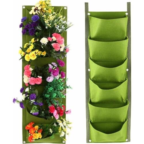 6Pocket Vertical Garden Hanging Planter Grow Bag Plant Pouch Flower Grow Bag