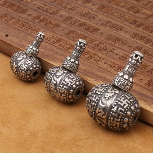 S925 Sterling Silver Jewelry Thai DIY Accessories Beads Bracelet Tee 14mm Wide Tee Buddha Head Stupa Wholesale Batch