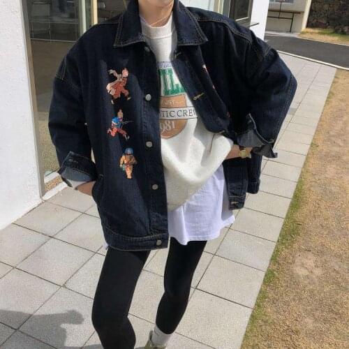 2021 Jacket Denim Fashion Loose Street Free Shipping Real Shot For Women Black Color