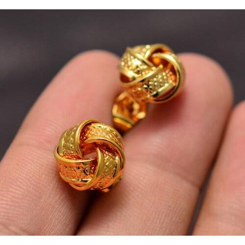 Dubai Arab Ethiopian Gold Color Earrings for Women Girls African Ethnic Earring Mom Wedding Jewerlry Gifts