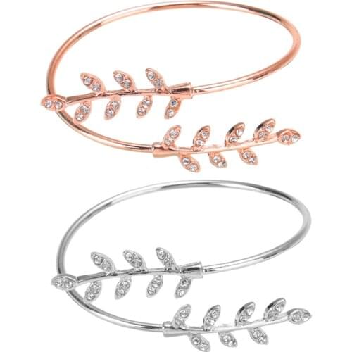 Gold/Rose Gold Birthday Gifts Personality Leaf Bracelet Cuff Opening Bracelets Bangle Arm Jewelry for Women Jewelry Gift