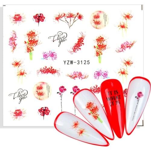 1pcs Nails Art Sticker Nail Decals Transfer Nails Nail Water Decals Nail Stickers Decals Decoration Flower Leaf Transfer Sliders