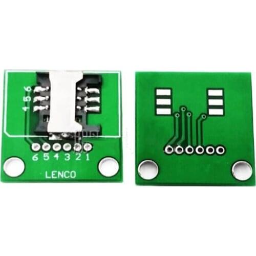10pcs/lot SIM card holder 6P adapter board double-sided test board
