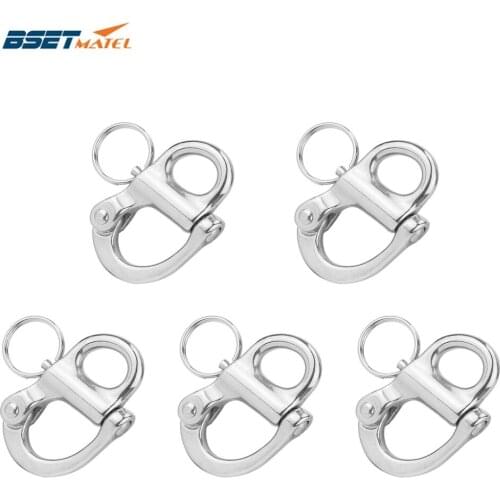 5PCS stainless steel 316 Rigging Sailing Fixed Bail Snap Shackle Fixed Eye snap hook sailboat Sailing Boat Yacht Outdoor Living