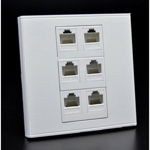 86 Type Computer Socket Panel CAT5E Network Module Panel Socket Interface 6 Port Outlet Wall Cable 1to RJ45 T8P8