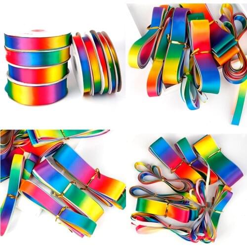 5 Yard 6/10/12/15/20/25/30/40/50mm Colors Rainbow Color Satin Ribbons Wedding Decorative Gift Box Wrapping Belt DIY Crafts