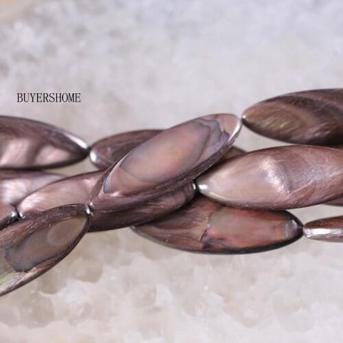 Free Shipping New without tags Fahion Jewelry 10X30MM Brown Mother Of Pearl Shell Loose Beads String 15" RO092