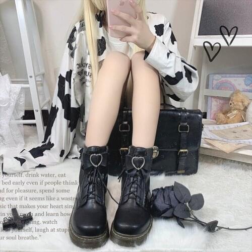 Platform Ankle Lolita Boots Lovely Sweet Boots Women Shoes Shoelace Platform Lolita Shoes Women Cosplay Martins Goth Shoes