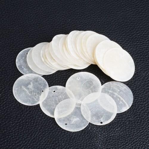 De Bijoux 100pcs/lot DIY jewelry making Mother of Simulated Pearl Shell MOP Round White Beads Pendant 35mm