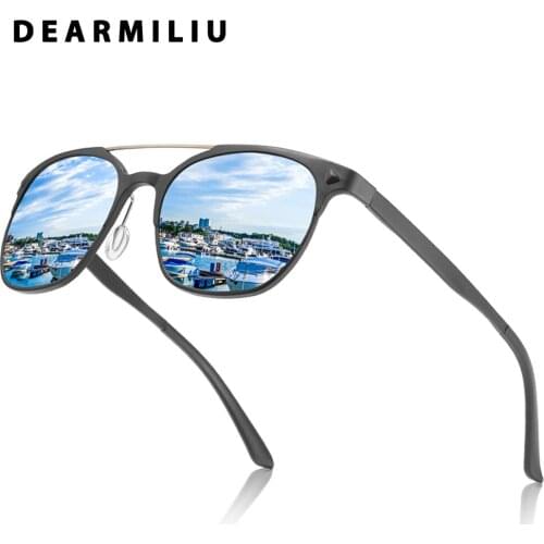 DEARMILIU Aluminum-Magnesium Polarized Round Mirror Sunglasses Men/Women Brand Designer Mirror Sun Glasses Retro Outdoor Glasses