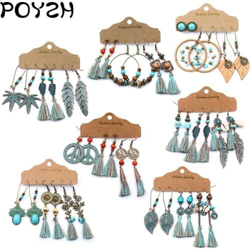 Hot set Earrings Dangling Earrings Eardrop Ear Studs Bohemian wind Tassels Earrings female Holiday gift Jewelry accessories