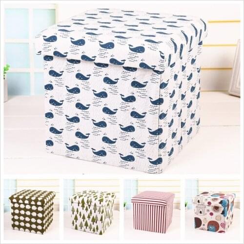 GWaroom Multi-function Non-woven Retro Folding Storage Stool Sit Box Shoes Stool Storage Box Organizer Home Decoration W0135