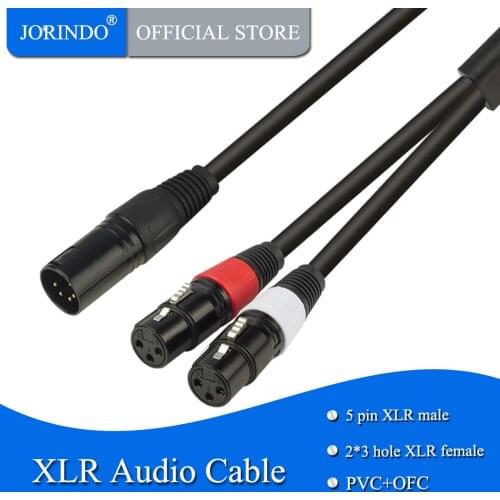 JORINDO 0.5M/1.64FT 5 pin XLR male to dual 3 pin XLR Microphone audio cable,2 XLR female to XLR male