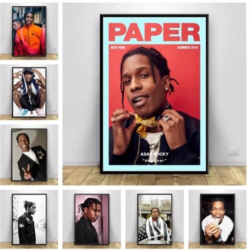ASAP Rocky Rap Music Star Hip Hop Art Decor Picture Quality Canvas Painting Home Decor Poster living Bar Wall Decor