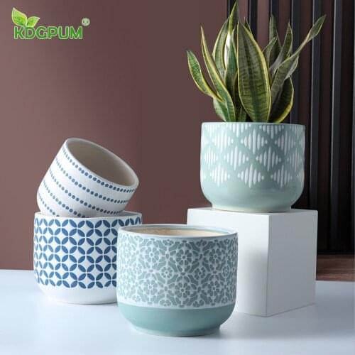 Modern Handmade Ceramic Vase Nordic Green Plant Relief Personality Hydroponic Flower Set Flower Pot Home Decoration Ornaments