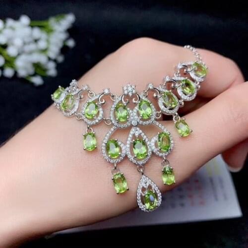 KJJEAXCMY Fine Jewelry 925 Sterling Silver inlaid Natural Peridot Female Miss Girl Woman Pendant Necklace popular