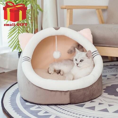 Foldable Cat Pet Bed for small medium Pet Dog Soft Nest Kennel Kitten Bed House Sleeping Bag Pets Winter Warm Cozy House Cave
