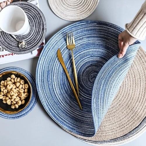 Round Ramie Heat Insulation Pad Solid Placemats Linen Non Slip Table Mats Kitchen Accessories Decoration Reuse Home Pad Coaster