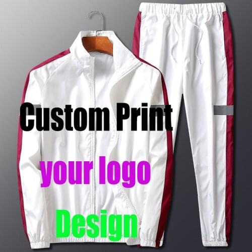 Tracksuit Men Custom Print Logo digital Print Sweatsuit Sets 2 Pieces Jacket Pants Customized DIY Sport Running Windbreaker set