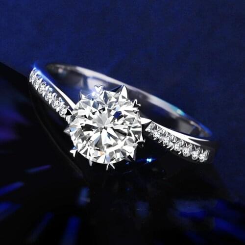 Mossan stone diamond ring girl 18K gold U.S. import genuine 1 carat twist arm custom love snowflake wedding ring