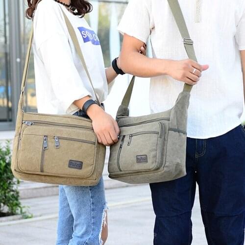 New Mens Canvas Bag Korean Version Of The Shoulder Diagonal Package Outdoor Leisure Retro Business Mens Bag Big Bag