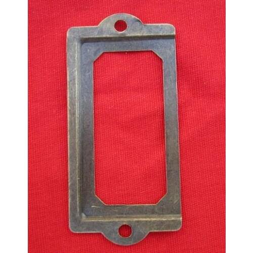 New Arrive Antique Brass Metal Label Pull Frame Cabinet Drawer Box Case File Name Card Holder Cabinet Drawer Box Case