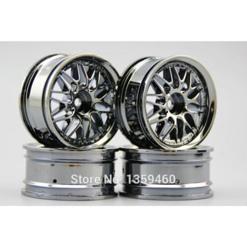 4pcs 1/10 Touring&Drift Wheel Rim F20CH(Chrome Gray) 4mm offset fits for 1:10 Touring&Drift Car 1/10 Rim 10087