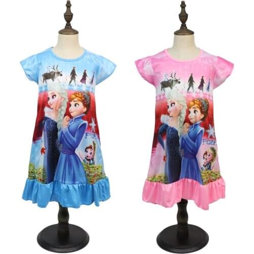 Disney Frozen 2 Princess Dress Girl Summer Clothing Kids Clothes Anna Elsa Childrens Pajamas Birthday Dresses Casual Costume