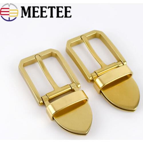 Meetee 1pc/2pcs 40mm High-end Solid Pure Brass Belt Buckles Luxury Mens Pin Buckle Head DIY Jeans Waistband Leather Accessory