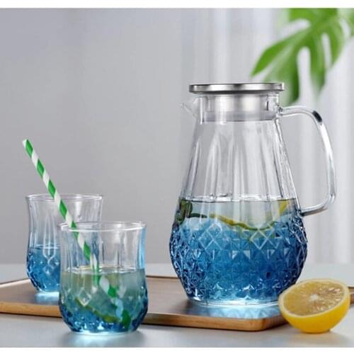 Glass Pitcher Water Pot Heat Resisting Water Jug Kettle Stainless Steel Lid For Boiling Water Tea Fruit Juice Glass Jug Pot Gift