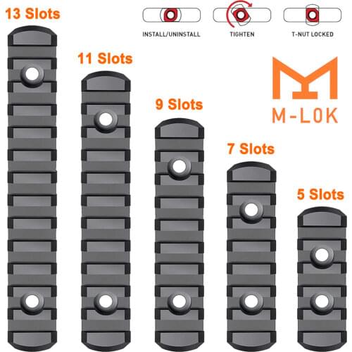 Tactical 5/7/9/11/13 Slots M-Lok Rail Mount Aluminum 20mm Picatinny Rail Sections for Mlok Handguard AR15 Rifle Scope Mount Base