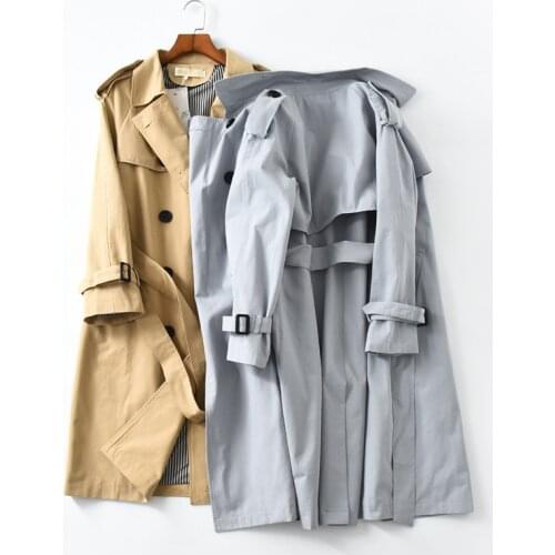 2019 New Spring Long Trench coat women Fashion Classic Double Breasted Belt High quality Trench coat Casual Business Outerwear