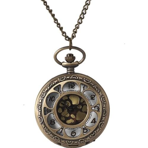 Vintage Hollowed Flower Quartz Pocket Watch Necklace Gold Dial Gift Watch Collection Gift Watches Wholesale