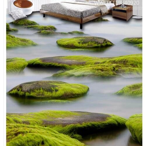 Waterproof floor River stone moss bathroom 3D floor pvc self-adhesive wallpaper Home Decoration