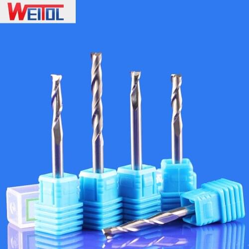 WeiTol 1pcs 4mm shank two flutes spiral bit wood milling cutter MDF cutting tools CNC machine tool free shipping