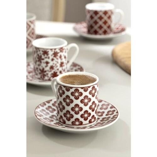 WONDERFUL DRINKING PERFECT English Home Mira Porcelain Set of 6 Coffee Cups 80 Ml Claret Red FREE SHIPPING FREE SHIPPING