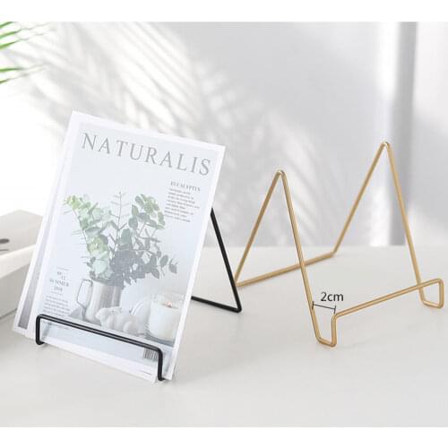 Iron Art Magazine Display Stand Dish Rack Plate Bowl Picture Frame Photo Book Pedestal Holder Home Decoration Storage Ornaments