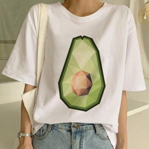 Women Small Fresh Casual T Shirt Harajuku Ullzang Tshirt Fashion Top Tee Female Cartoon Avocado Vegan Short Sleeve T-shirt