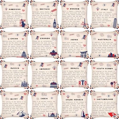 1 Pcs Microfiber Mail Country Throw Pillow Case Decorative Pillow Cover Pillowcase