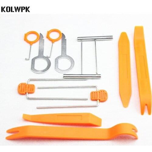12pcs Car Door Clip Panel Radio Removal Tool For Peugeot 206 207 301 307 308 407 408 508 2008 3008 4008