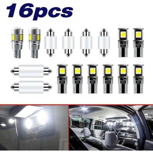 16Pcs For Ford F150 2004-2008 LED Kit Car Reading LED Signal Light Festoon White Trunk Bulbs License Plate Interior Dome Lamp