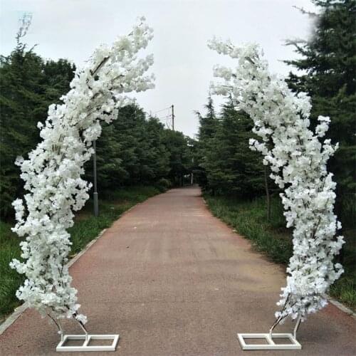 2.5M artificial cherry blossom arch door road lead moon arch flower cherry arches shelf square decor for party wedding backdrop