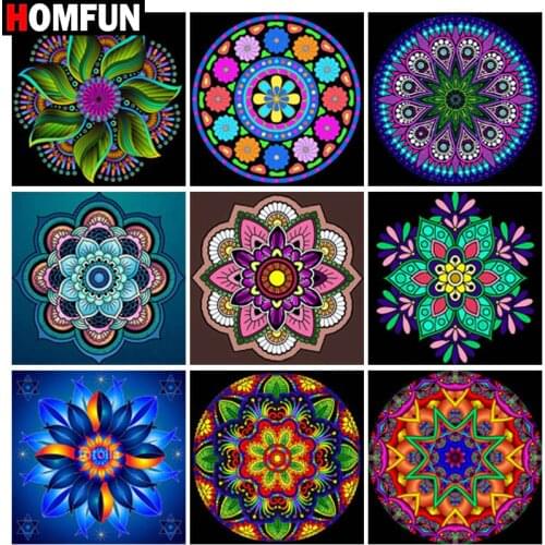 HOMFUN Diy Full Square Round Drill 5D Diamond Painting Cross Stitch Diamond Embroidery "Religious Mandala" Home Decor Gift